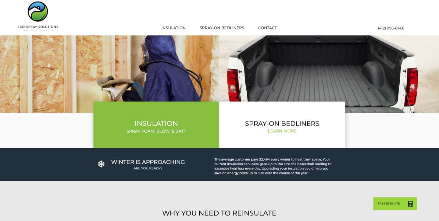 EcoSpray Solutions website — Insulation & spray-on bedliners, built by our team