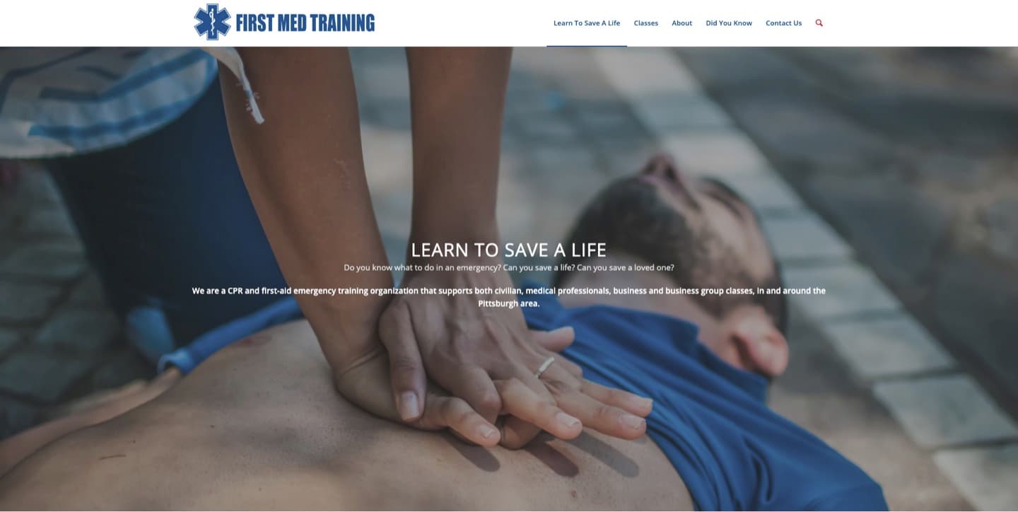 First Med Training website — CPR & first-aid classes, built by our team