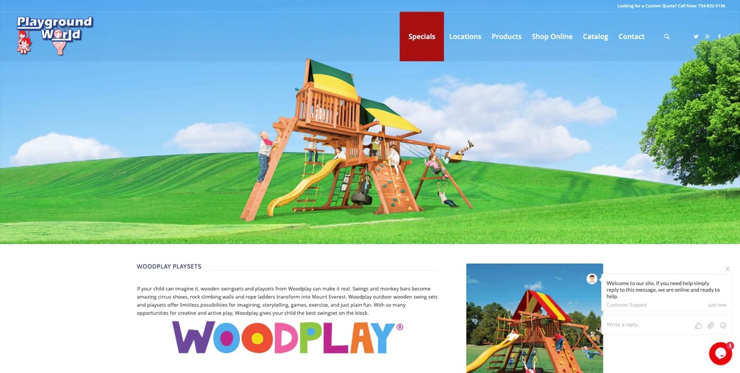 Playground World website — Playsets, built by our team