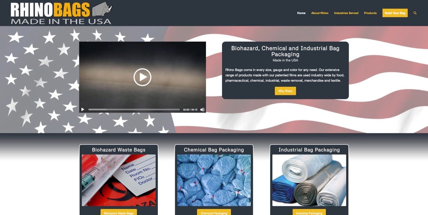 Rhino Bags website — Industrial packaging, built by our team
